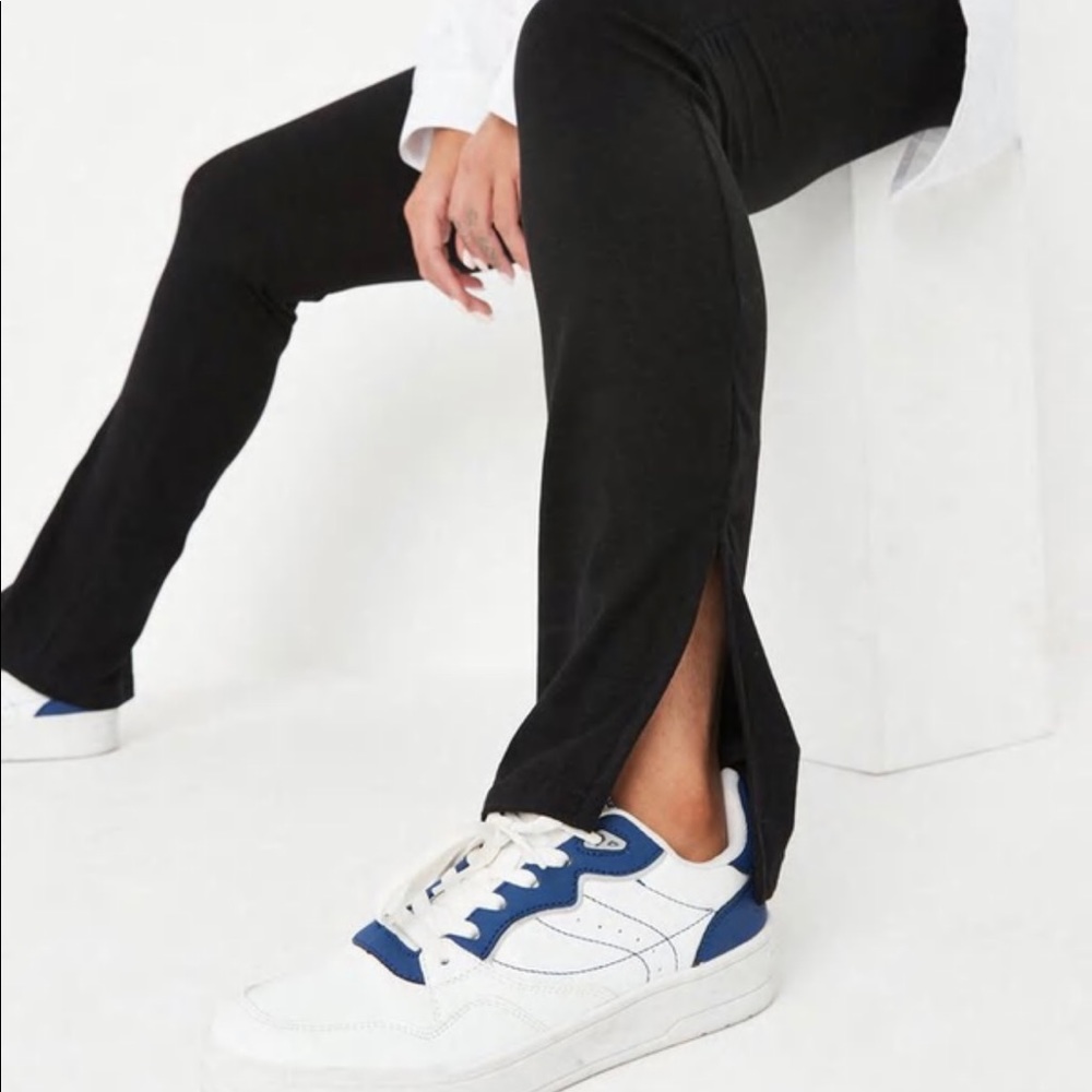 Black flare split hem leggings